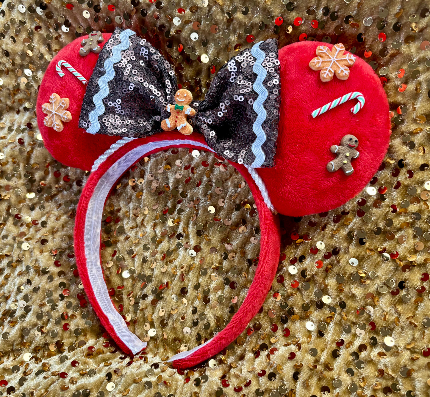 Gingerbread Mouse Ears - Christmas Mickey Ear Headband for Disney Holiday Events