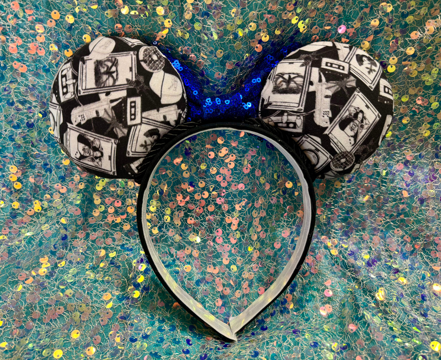 Stranger Things Mouse Ears Headband | Black & White Collage | Handmade Disney Ears | Ready to Ship
