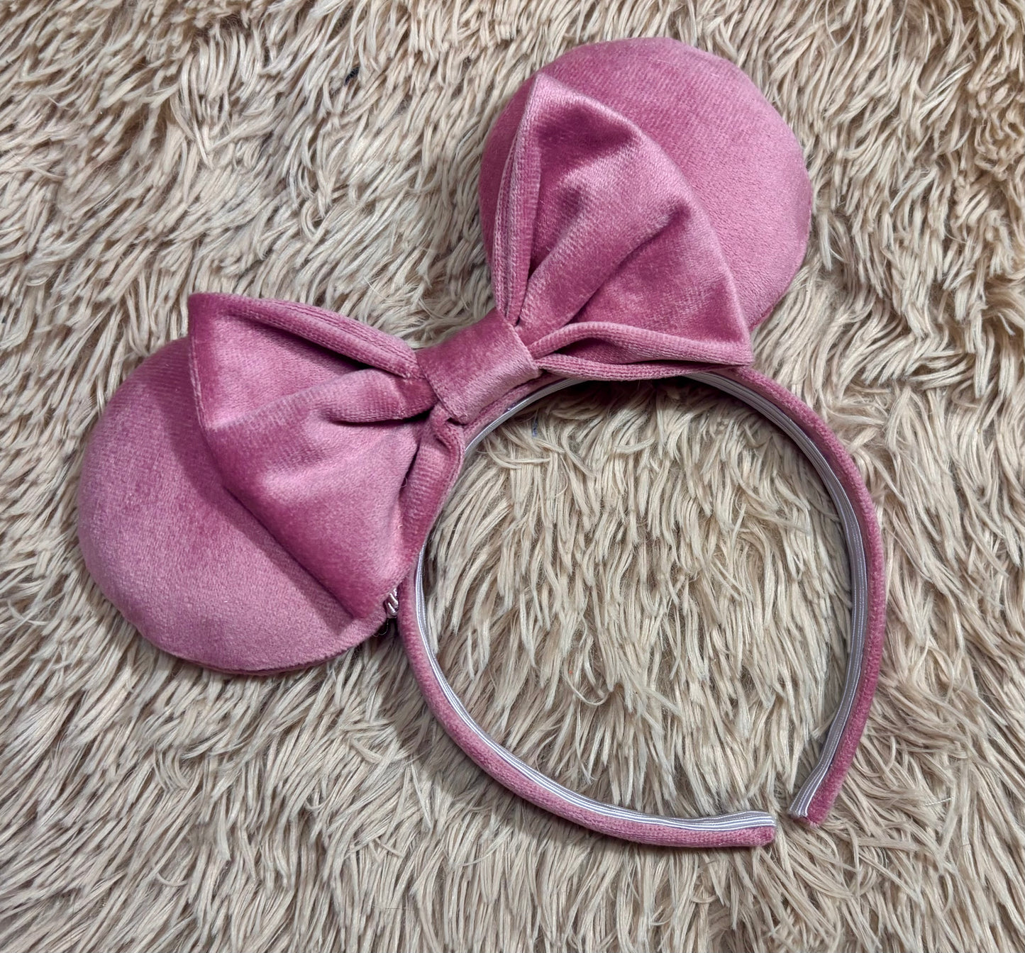 Dusty Rose Velvet Ear Headband | Handmade Plush Bow Headband