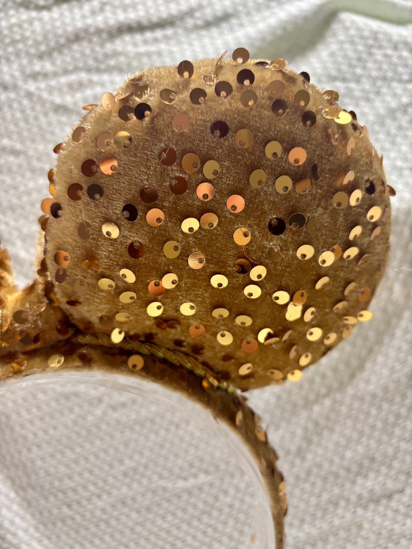 Gold Velvet Sequin Mouse Ears -  Deluxe Theme Park Headband
