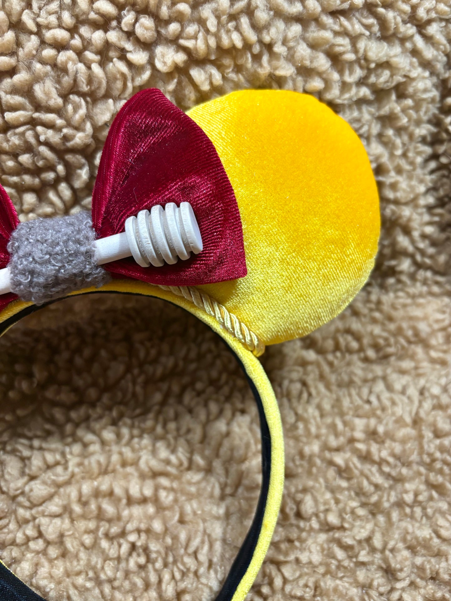 Winnie the Pooh Mouse Ears | Handmade Pooh-Inspired Disney Headband with Honey Accent & Plush Bow