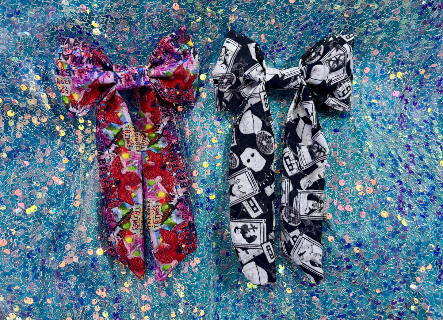 Stranger Things Inspired Hair Bow Bundle | 2-Piece Upside Down Set | Handmade & Ready to Ship