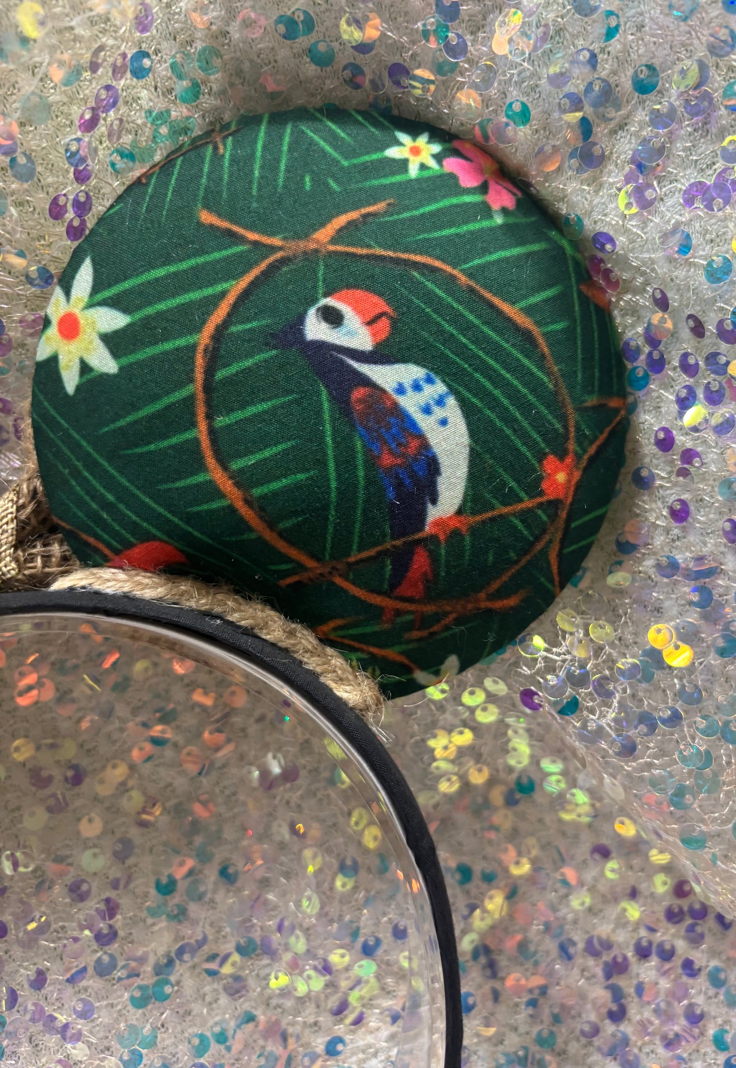 Enchanted Tiki Room Mouse Ears | Tropical Burlap Trim Adventureland Headband