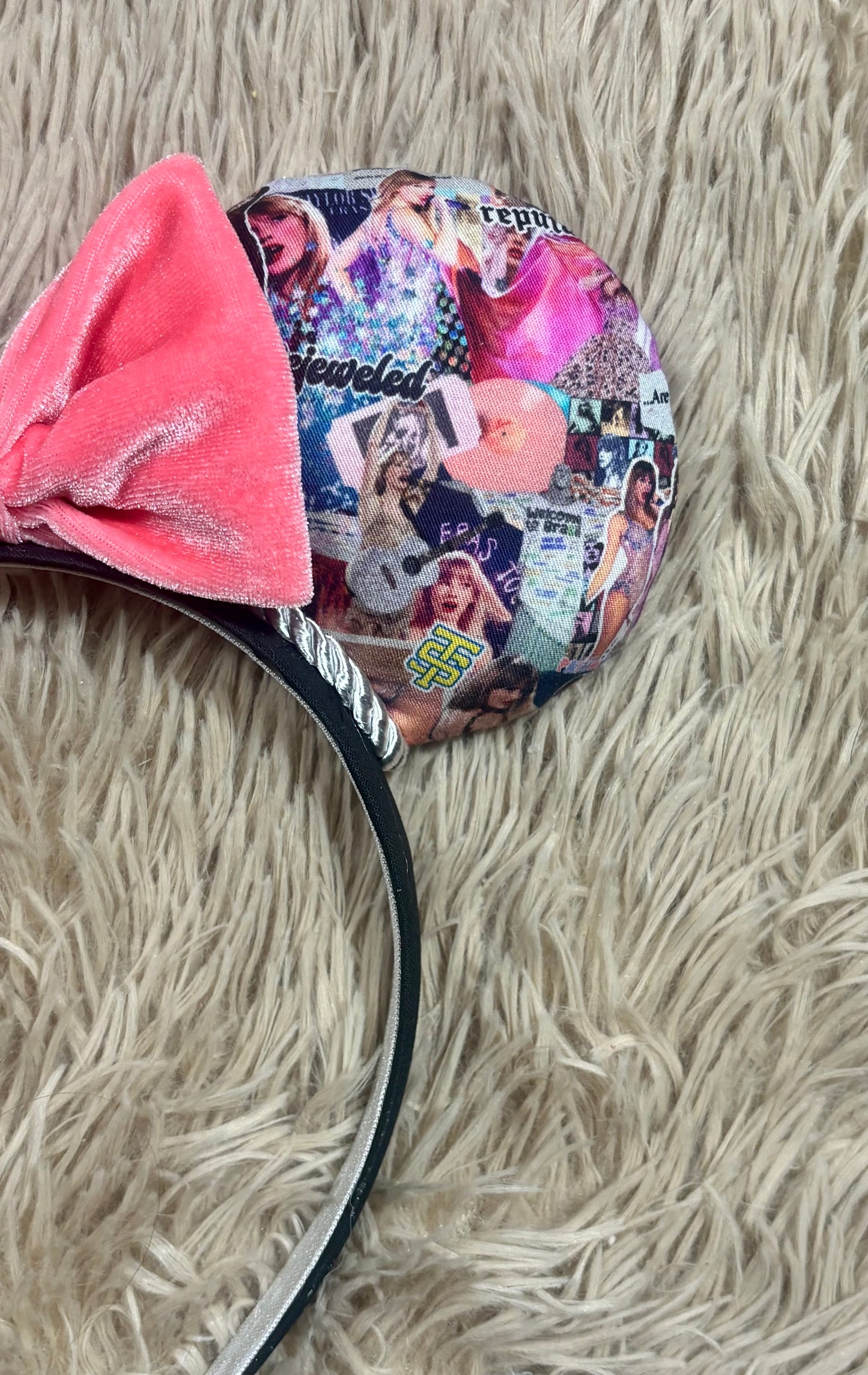 Sparkle & Shine Ear Headband – Handmade Custom Ears with soft pink Bow