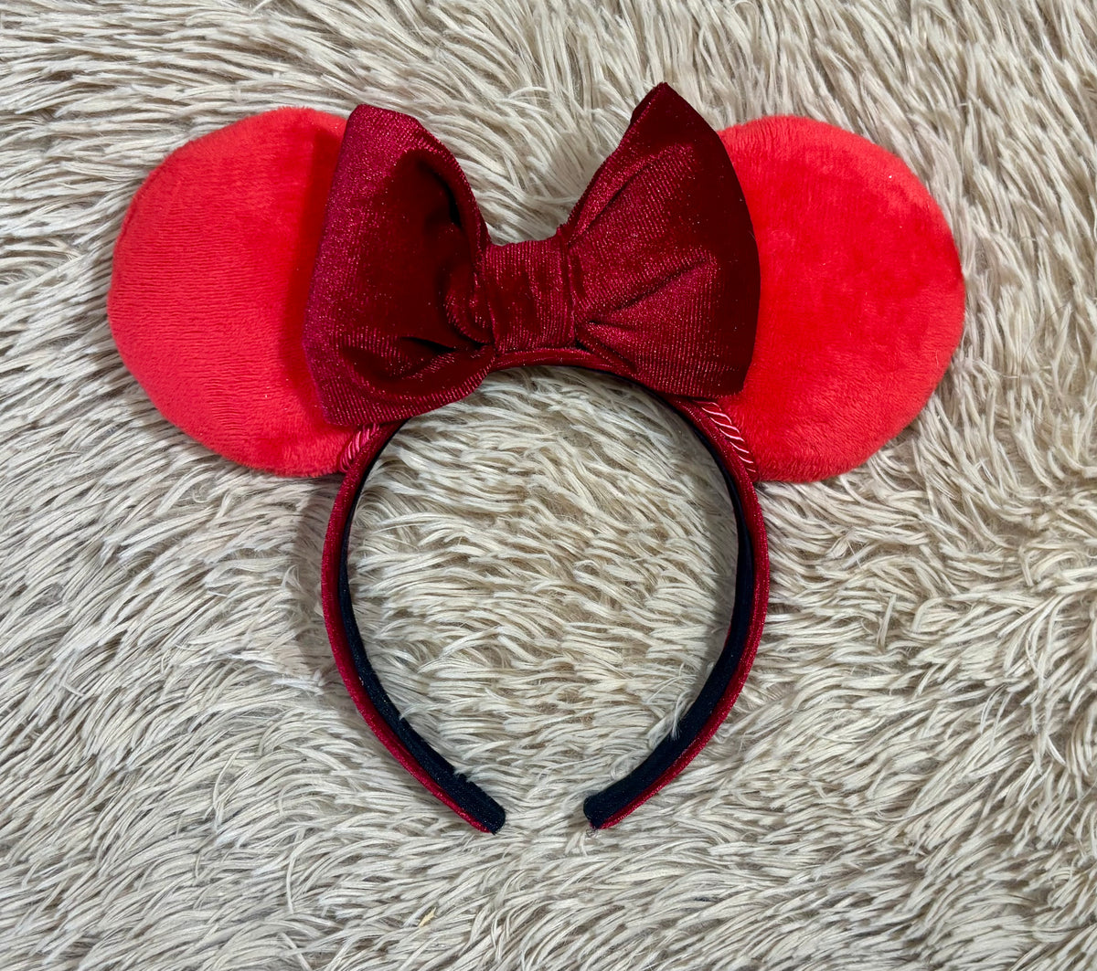 Red Plush Ear Headband