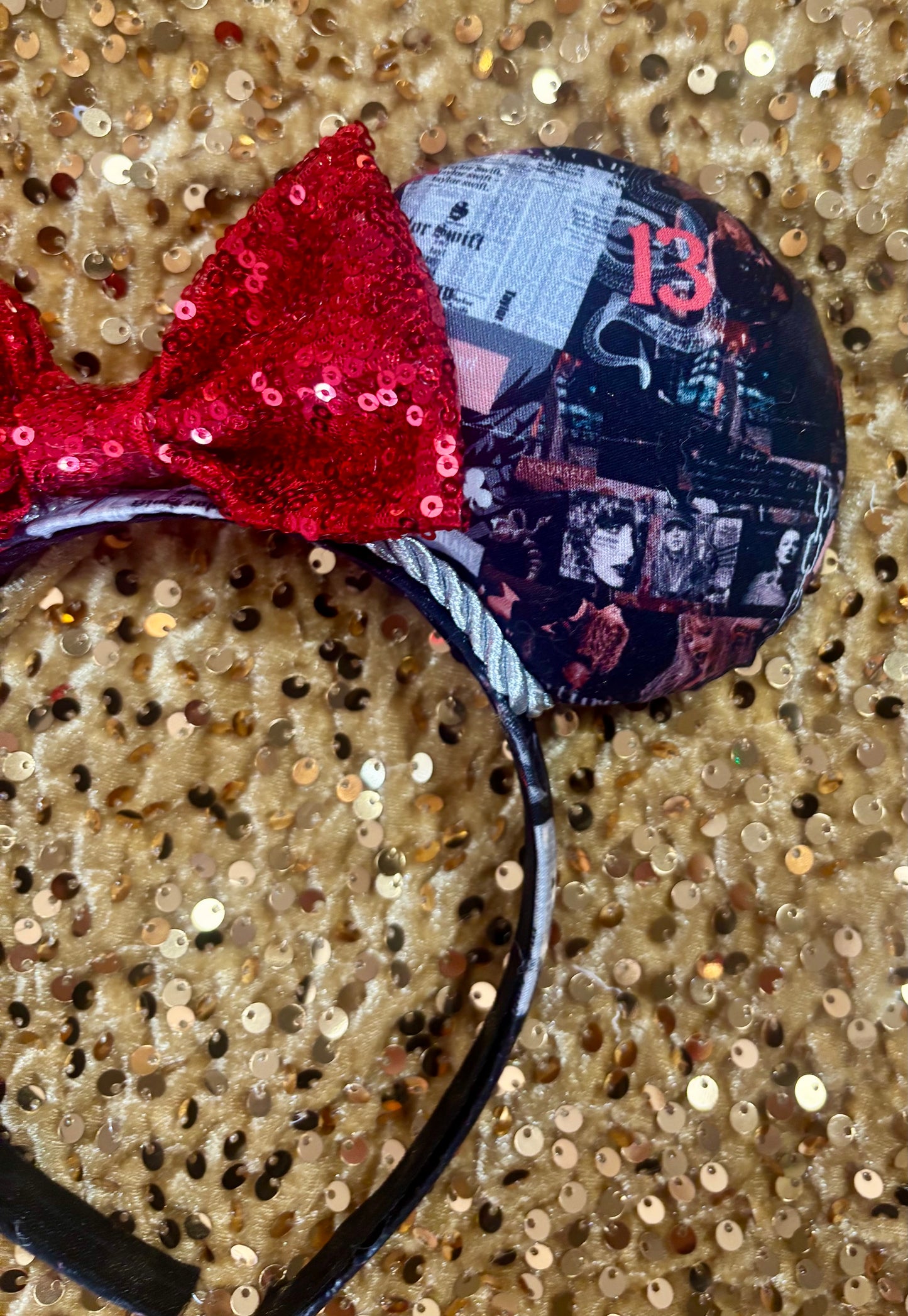 Getaway Car Mouse Ears – Taylor Swift Reputation Inspired Handmade Disney Headband | Red Sequin Bow