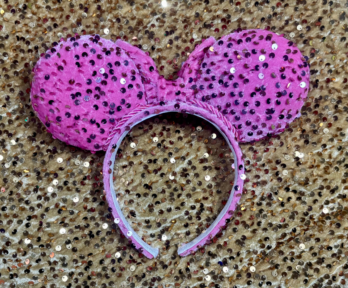 Pink Velvet Sequin Mouse Ears