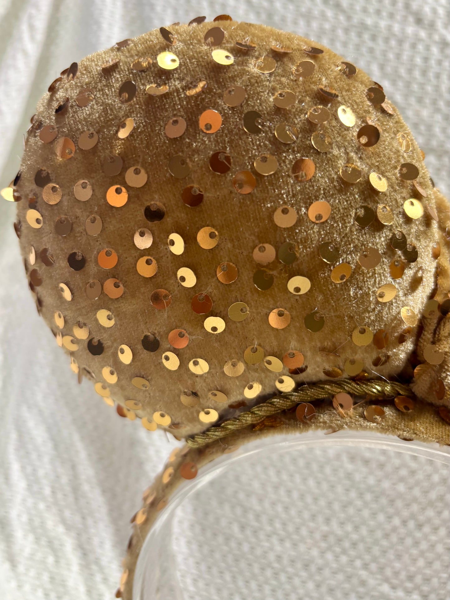 Gold Velvet Sequin Mouse Ears -  Deluxe Theme Park Headband