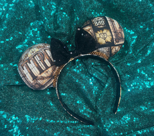 Shades of Greige Mouse Ears | Handmade Neutral Disney Headband with Sequin Bow