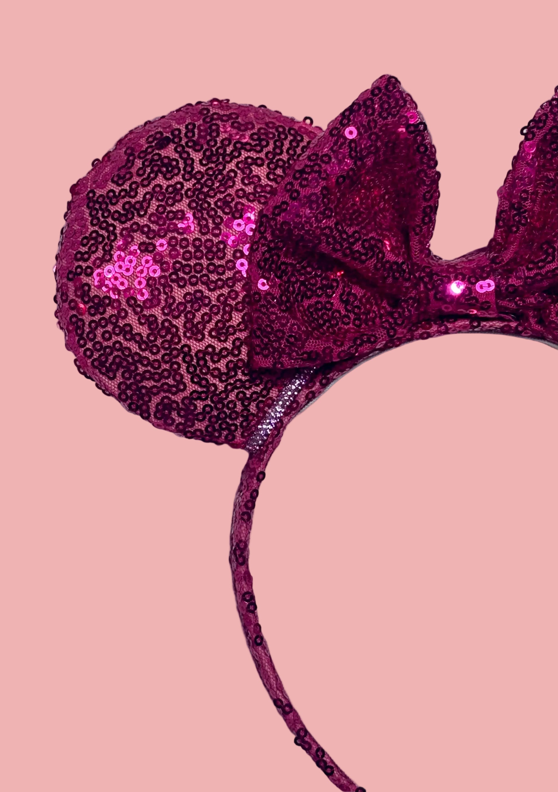 Close up of hot pink headbands front side. Hnamdade and ready to ship. 