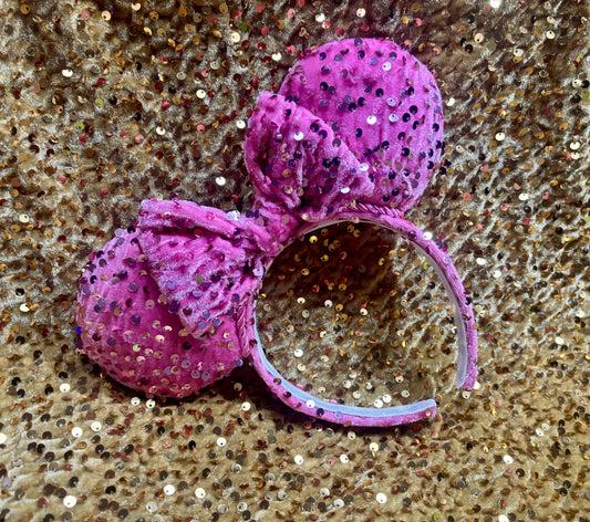 Pink Velvet Sequin Mouse Ears