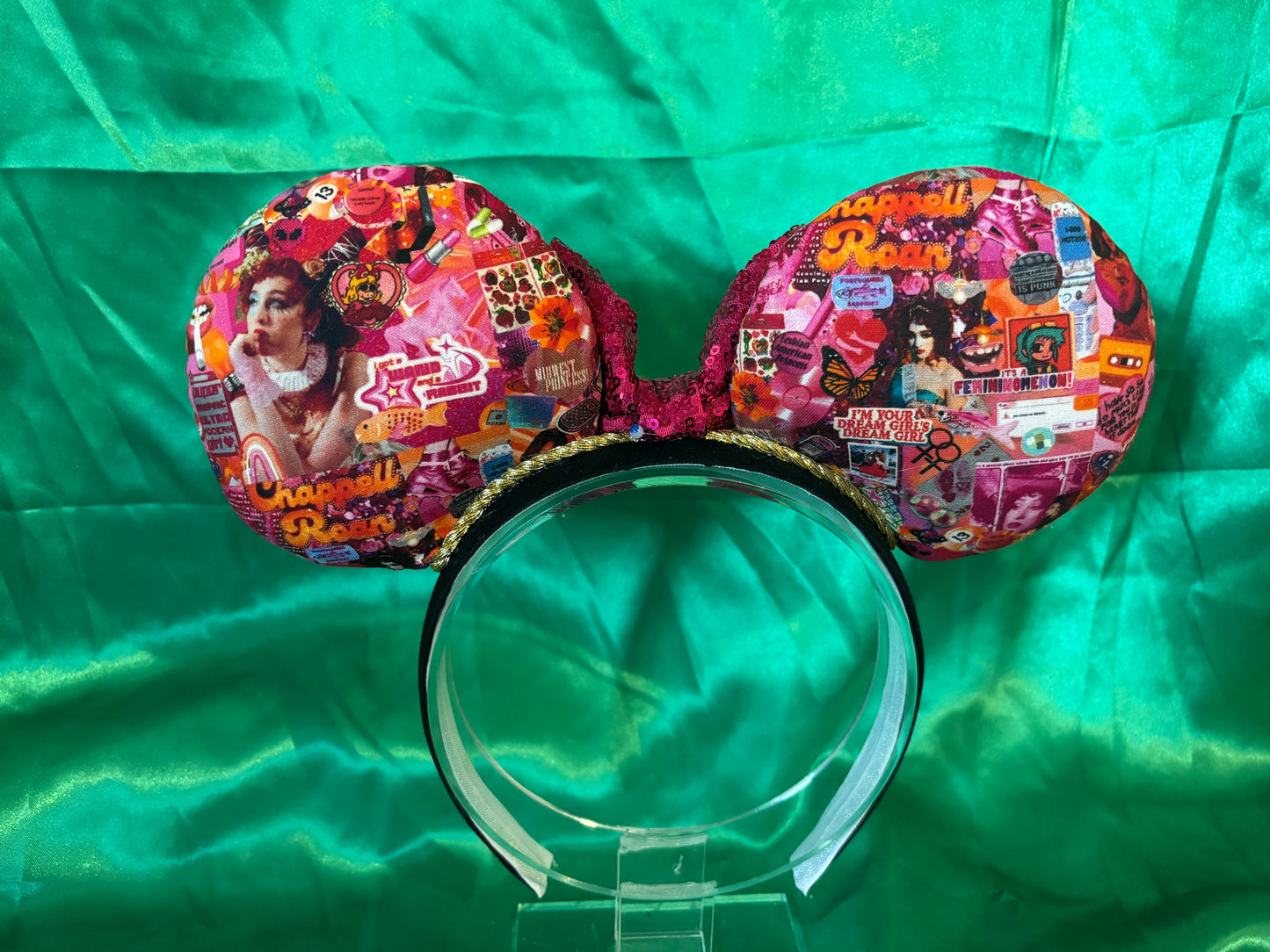 Chappell Roan Mouse Ears – Handmade Disney-Inspired Headband with Hot Pink Sequin Bow