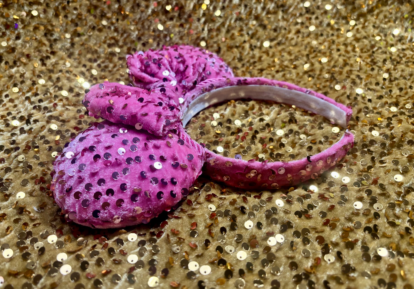 Pink Velvet Sequin Mouse Ears