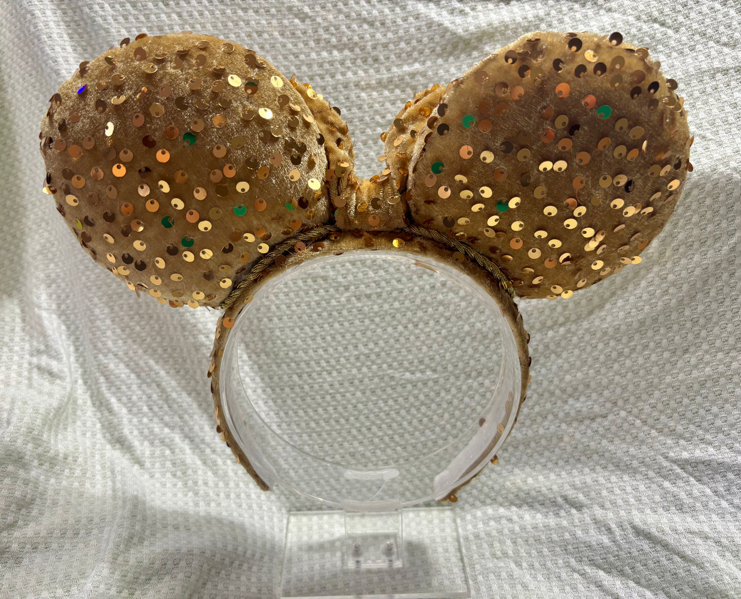 Gold Velvet Sequin Mouse Ears -  Deluxe Theme Park Headband
