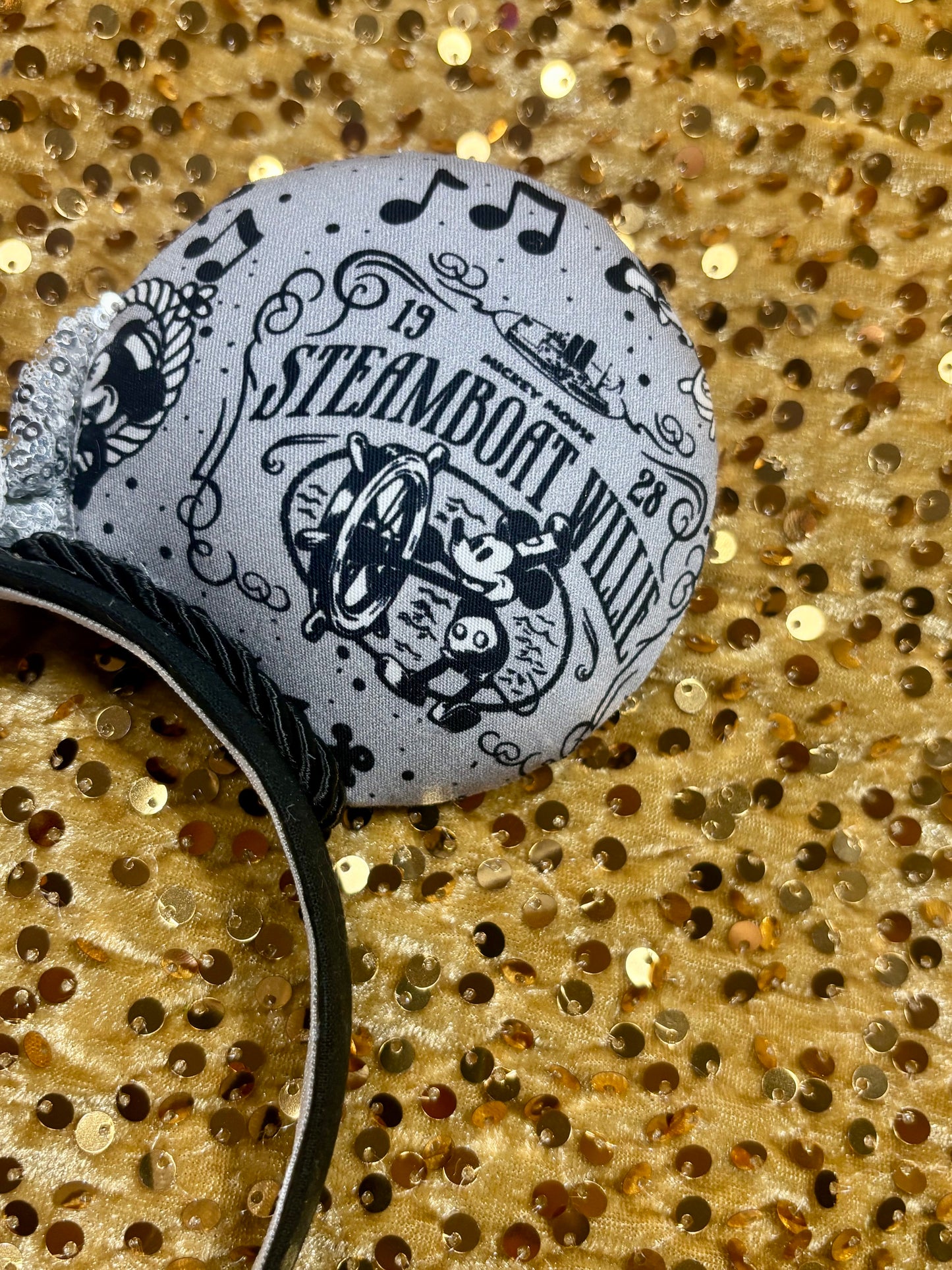 Steamboat Willie Mouse Ears | Classic Black & White Vintage Disney Headband