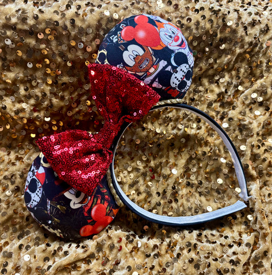 Horror Toons Mouse Ears - Halloween Villain Theme Park Headband