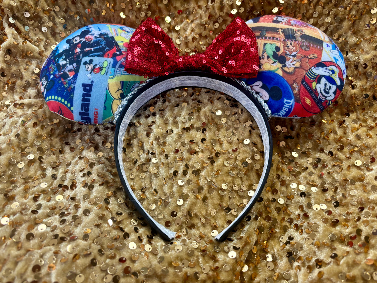 Park Collage Mouse Ears - Disney Theme Park Mickey Ear Headband