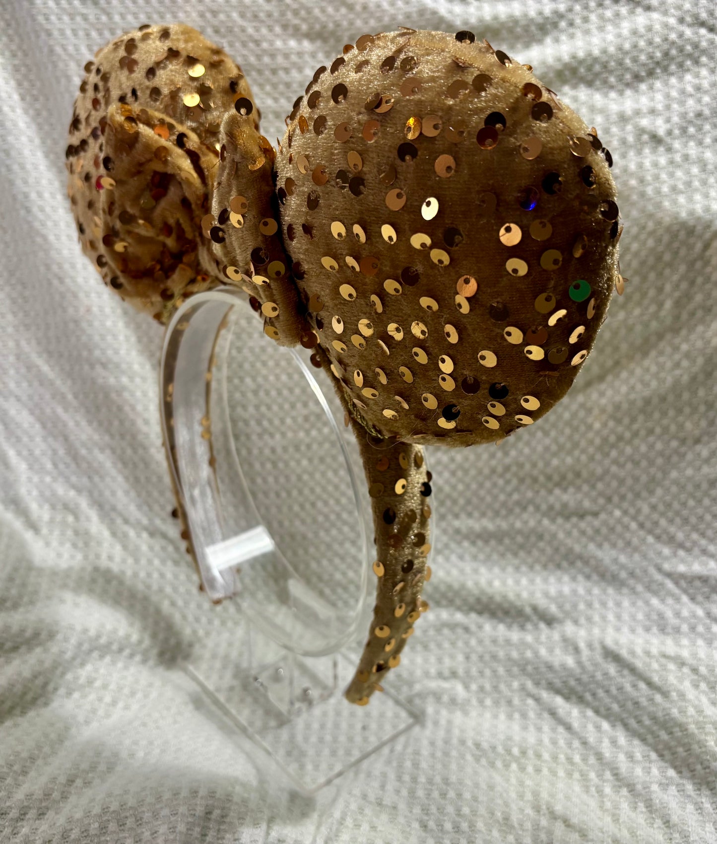 Gold Velvet Sequin Mouse Ears -  Deluxe Theme Park Headband