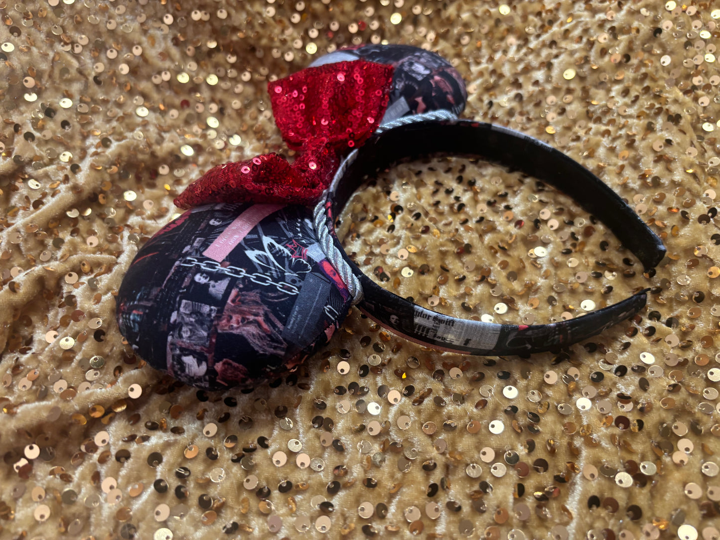 Getaway Car Mouse Ears – Taylor Swift Reputation Inspired Handmade Disney Headband | Red Sequin Bow