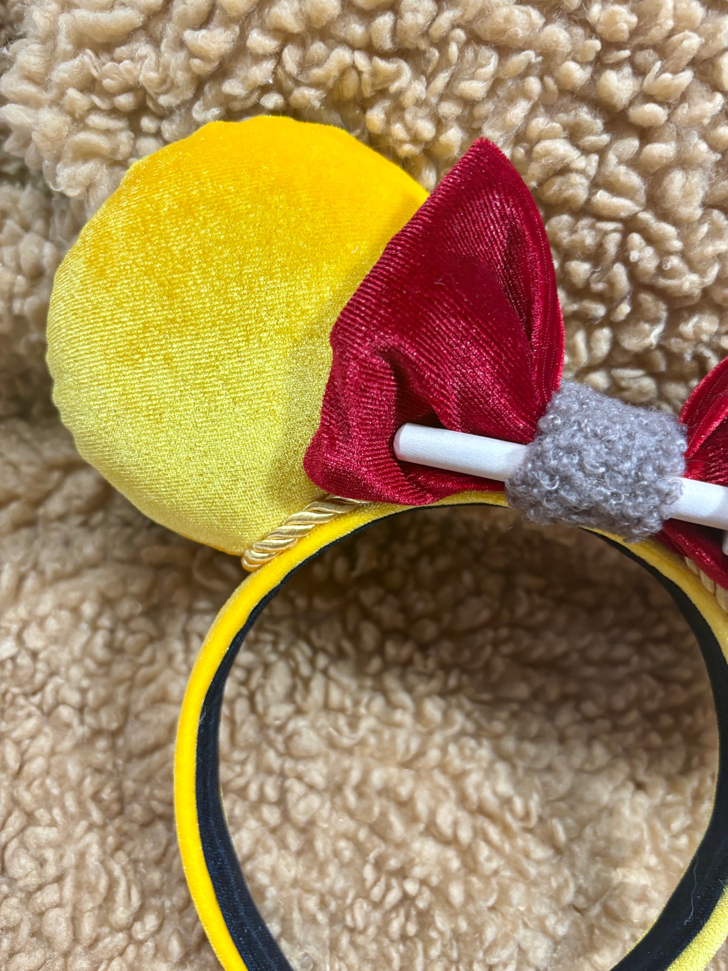 Winnie the Pooh Mouse Ears | Handmade Pooh-Inspired Disney Headband with Honey Accent & Plush Bow