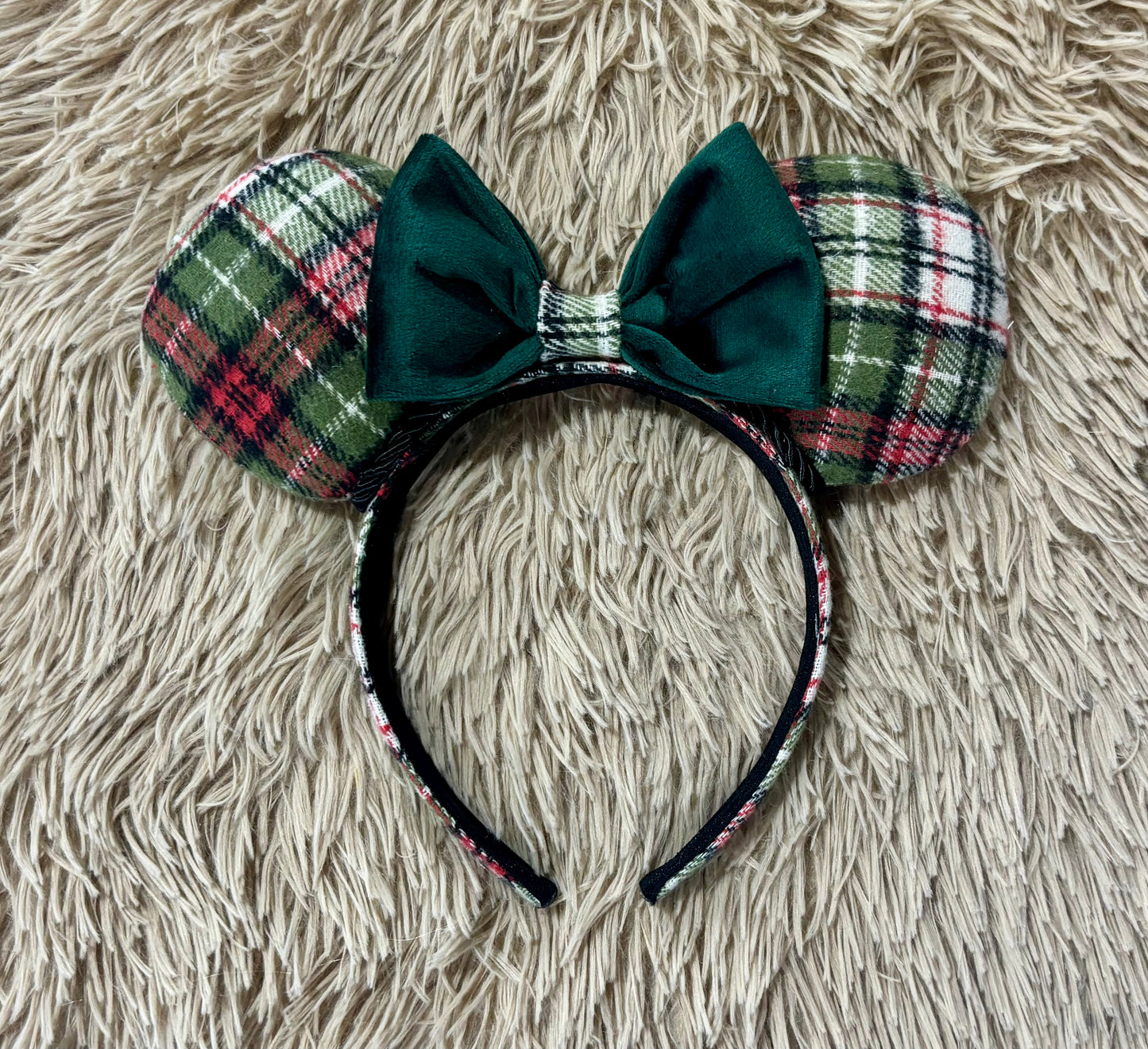 Plaid & Pine Green Ears