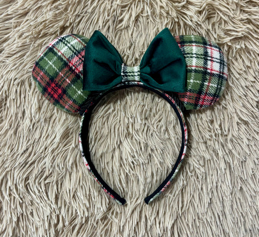 Plaid & Pine Green Ears