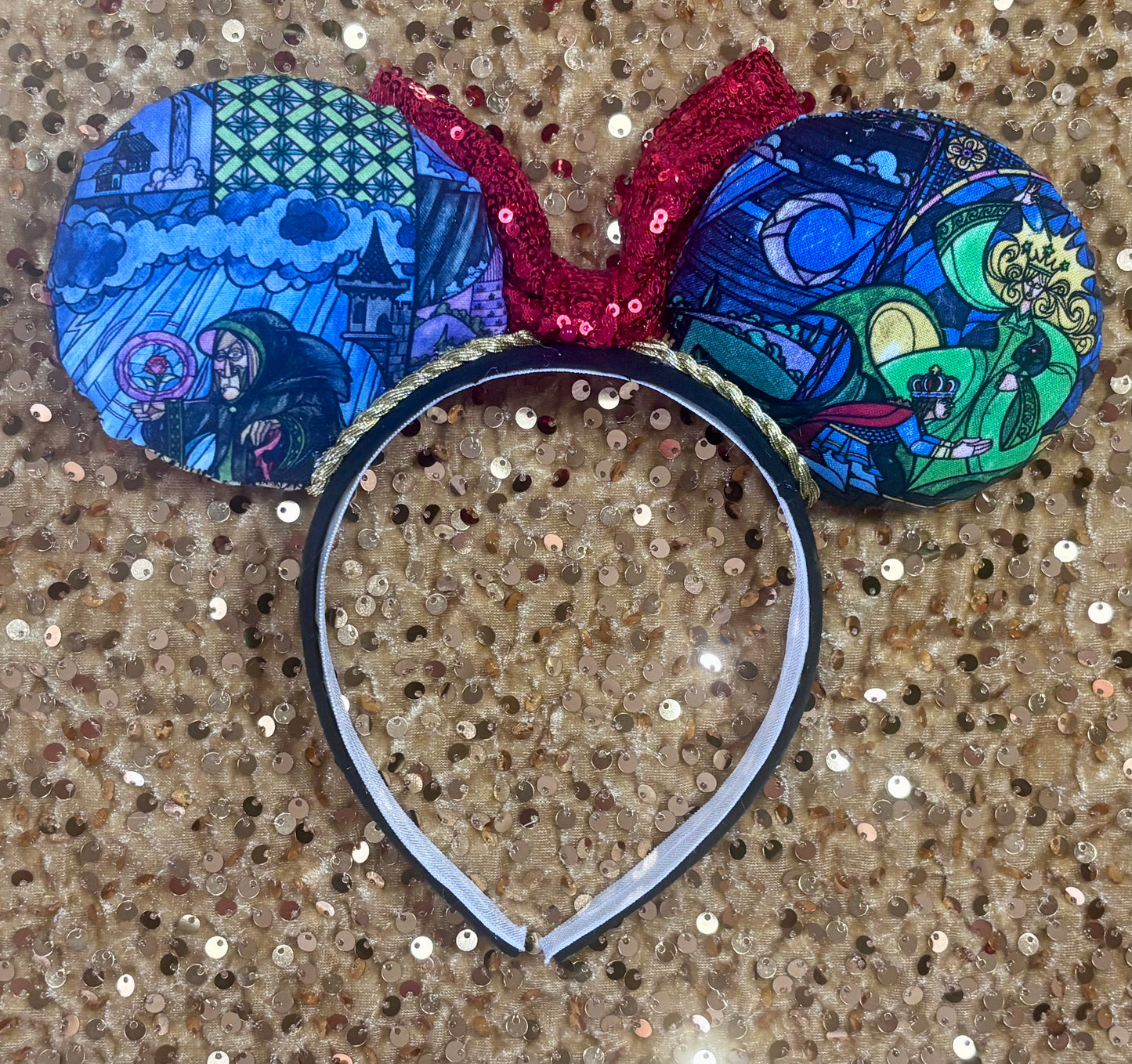 Beauty and the Beast Stained Glass Mouse Ears – Belle Handmade Disney Headband