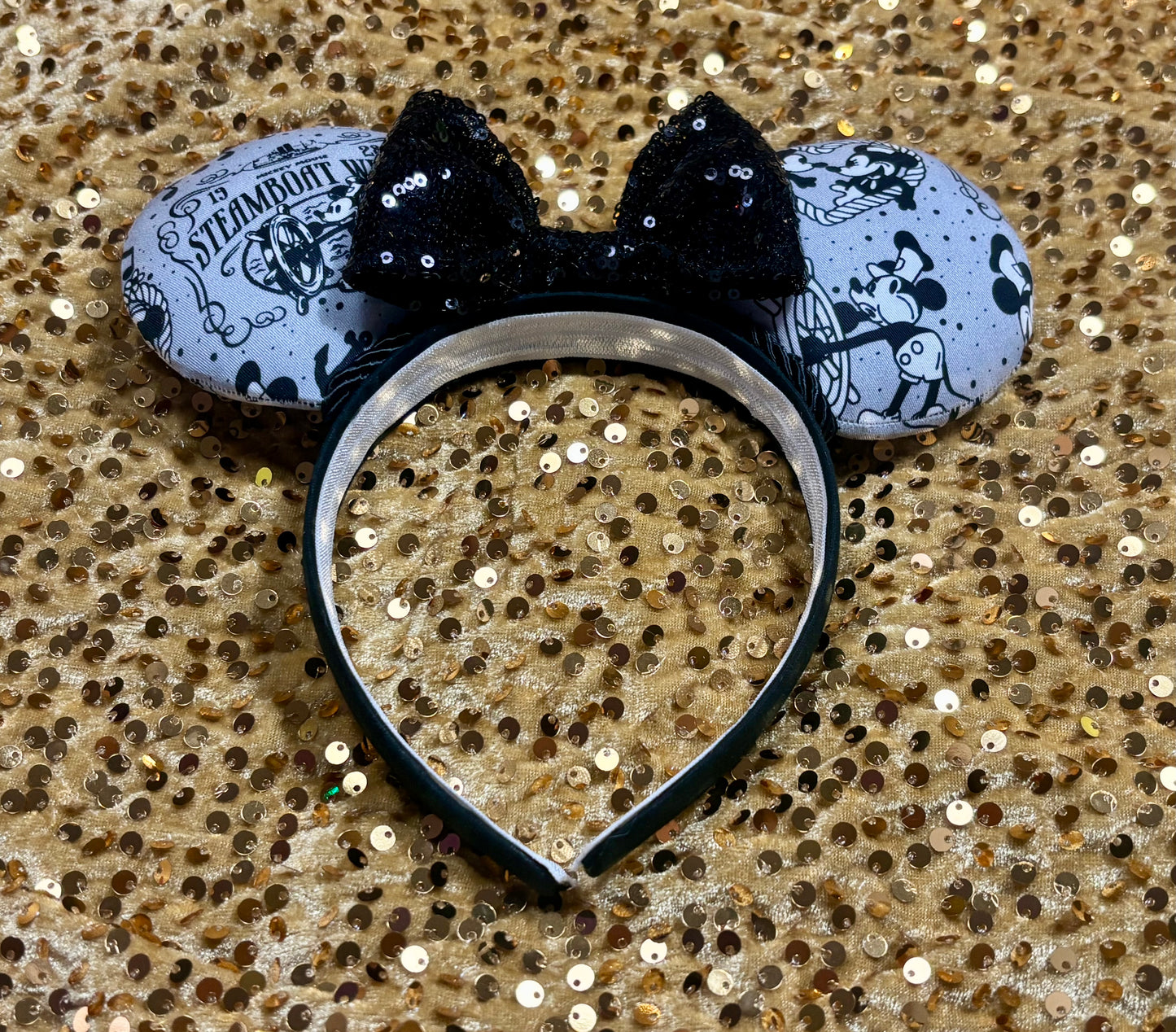 Steamboat Willie Mouse Ears | Classic Black & White Vintage Disney Headband