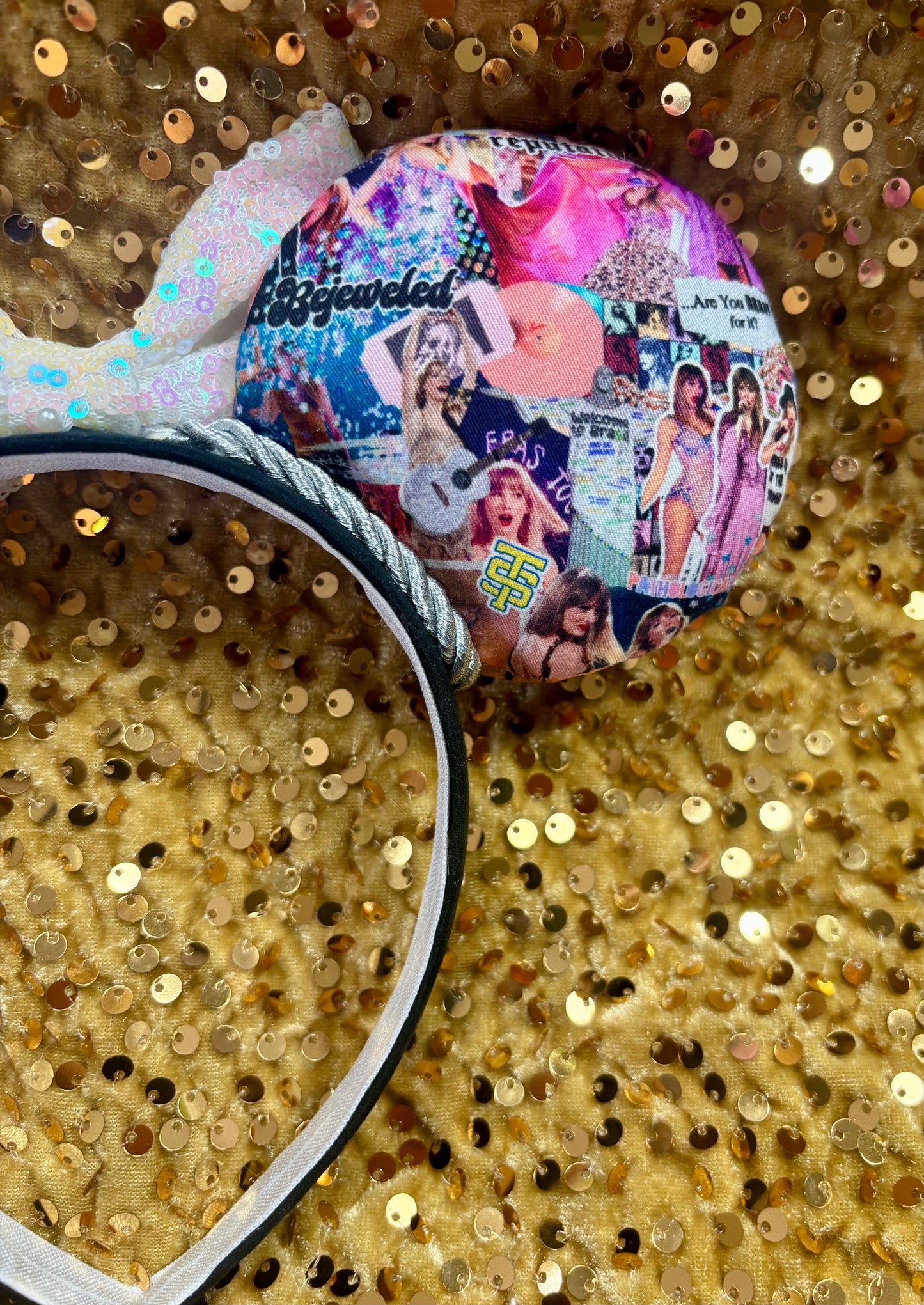 Bejeweled Mouse Ears Headband | Taylor Swift Inspired | Sparkly Swiftie Theme Park Ears | Ready to Ship