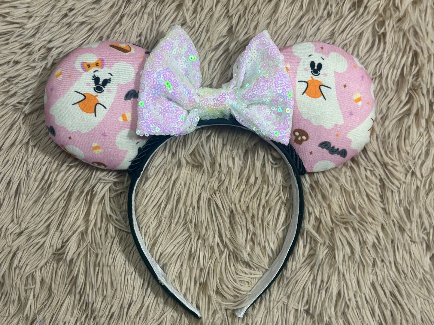 Pink Ghosts Ear Headband | Handmade Halloween Hair Accessory