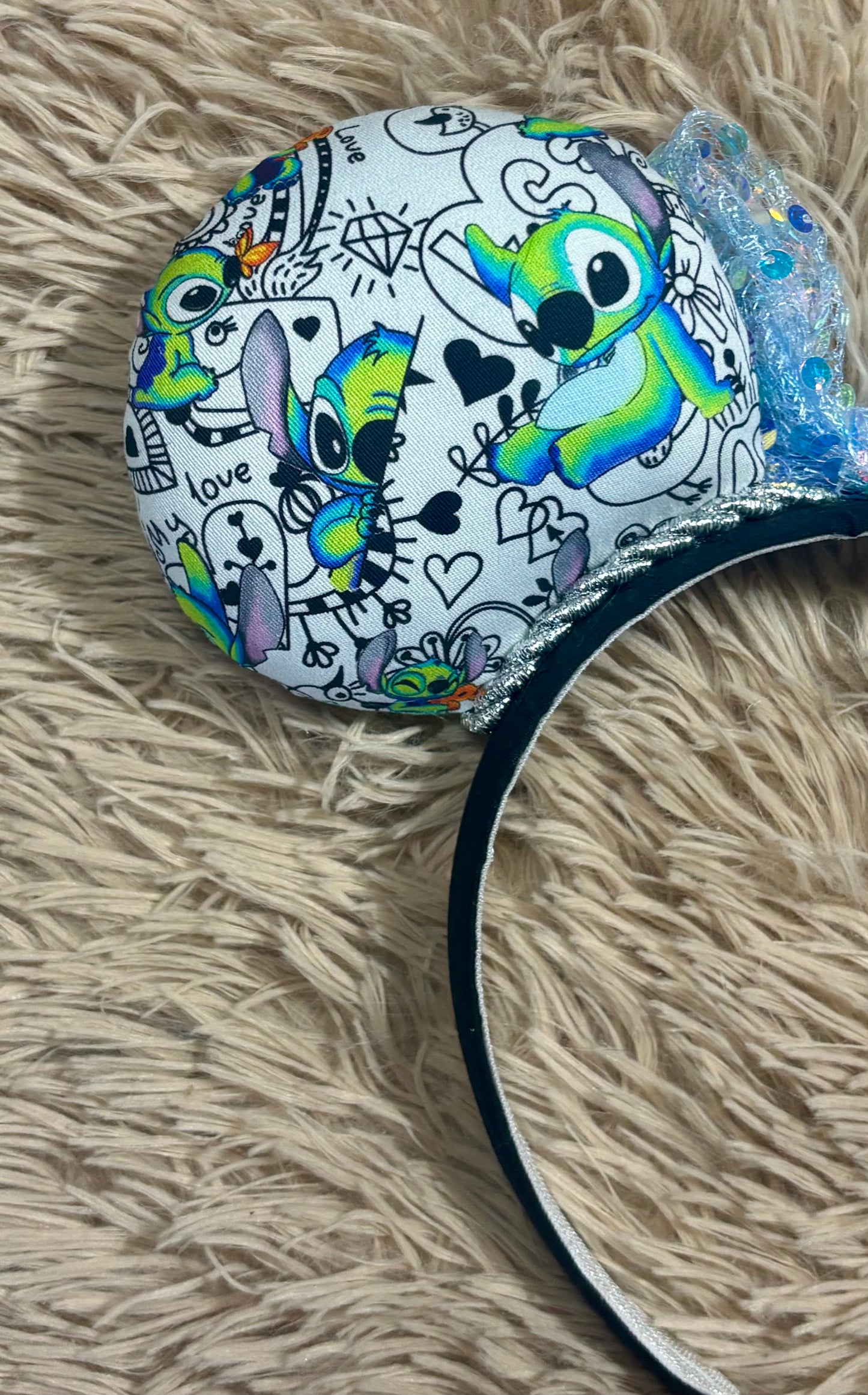 Neon Alien Ear Headband | Handmade Sequin Bow Headband