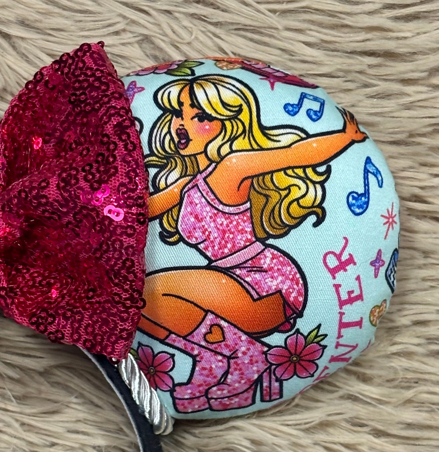Short & Sweet Ears | Pink Collage Print Fan Headband