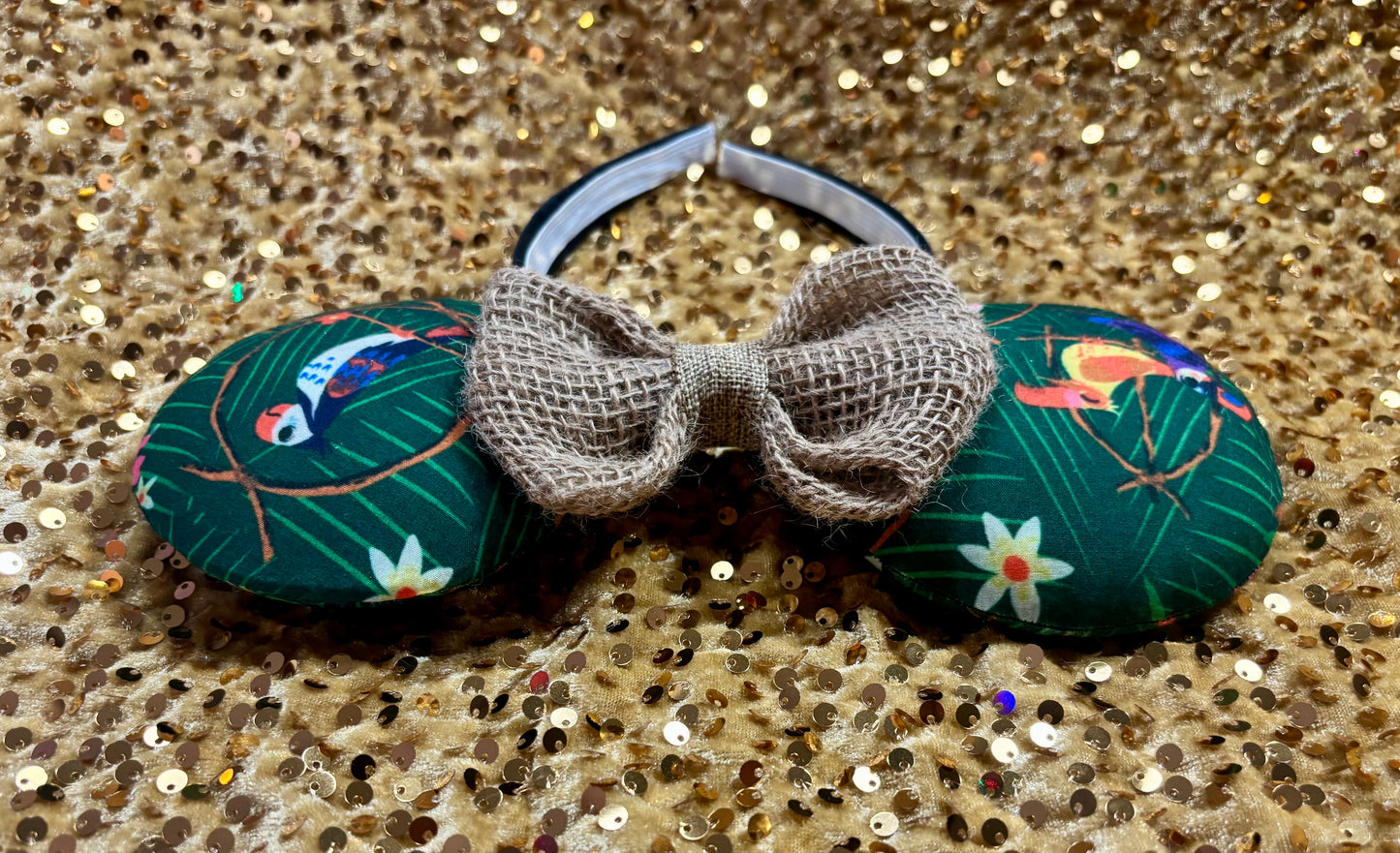 Enchanted Tiki Room Mouse Ears | Tropical Burlap Trim Adventureland Headband