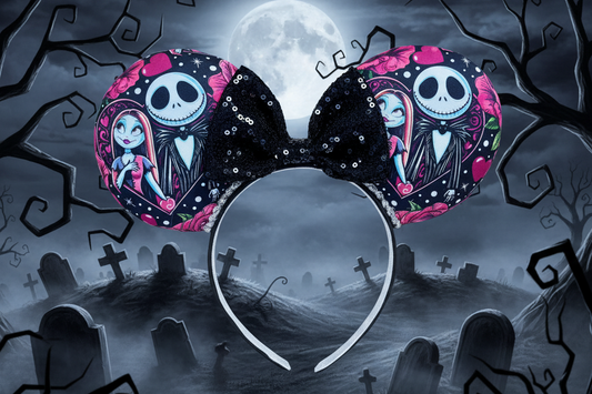 Simply Meant To Be Mouse Ears - Nightmare Before Christmas Jack & Sally Headband