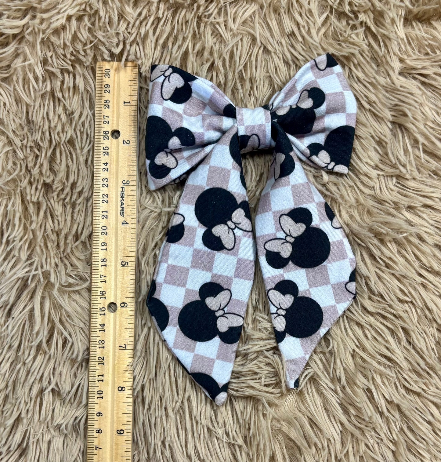 Checkered Mouse Twisted Headwrap and Hairbow Bundle