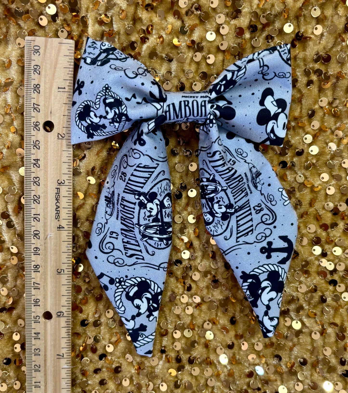 Classic Cartoon Hair Bow Bundle | 2-Piece Steamboat Willie Inspired Set | Handmade & Ready to Ship