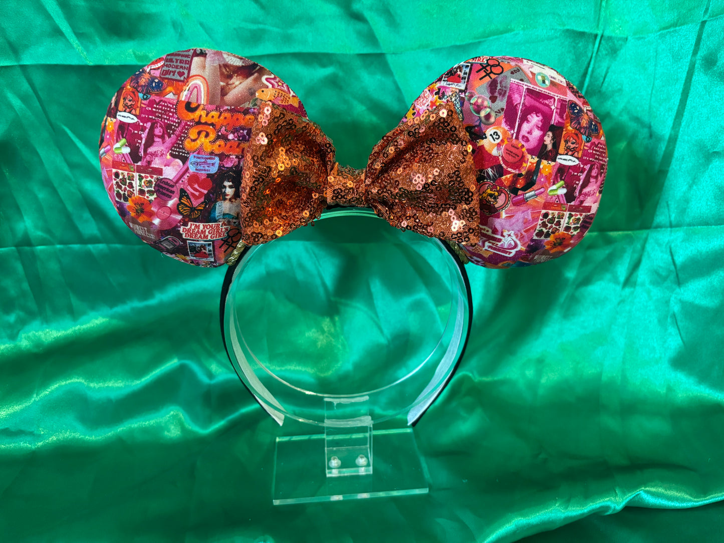 Chappell Roan Mouse Ears – Handmade Disney-Inspired Headband with Hot Pink Sequin Bow