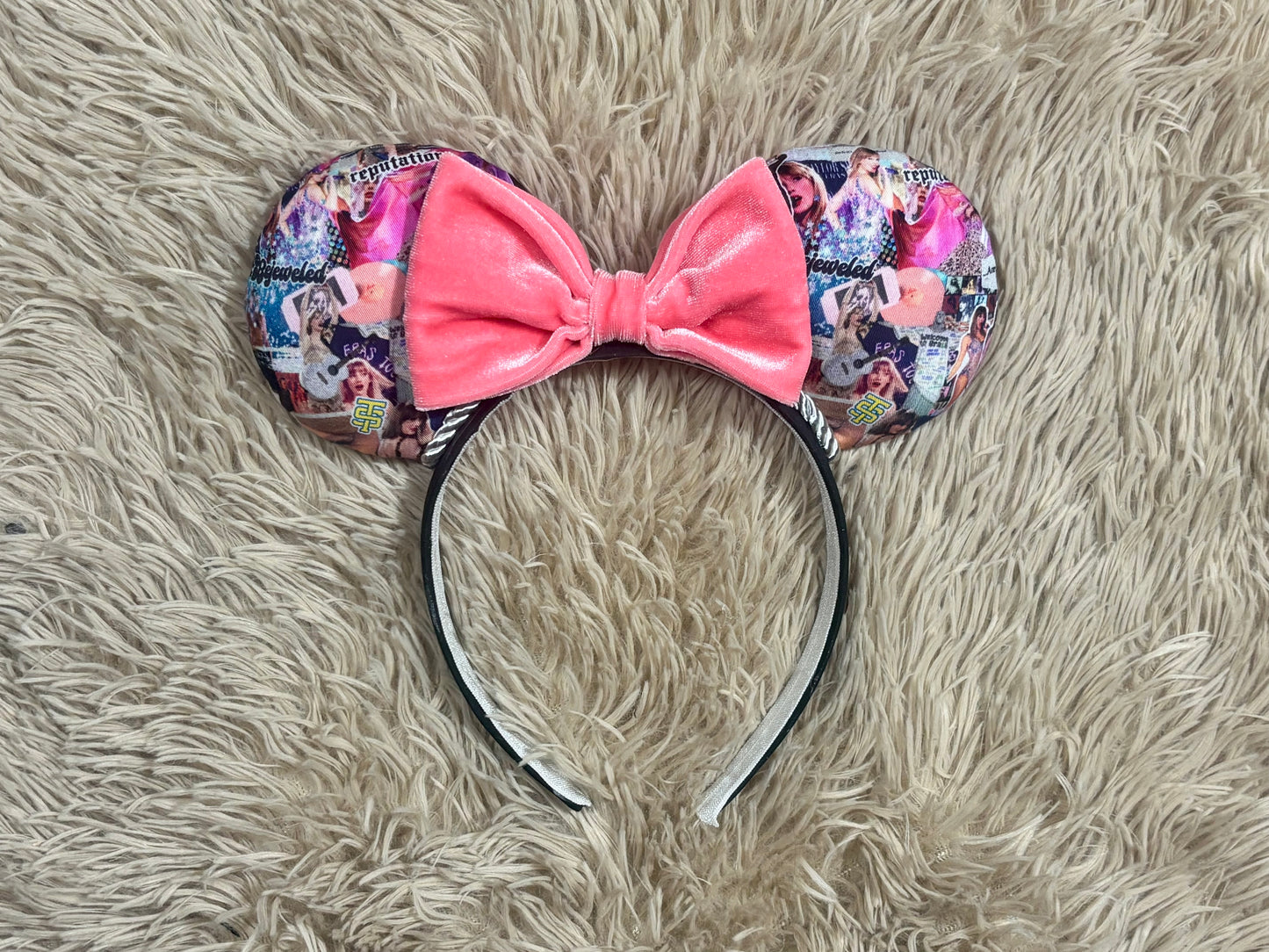 Sparkle & Shine Ear Headband – Handmade Custom Ears with soft pink Bow