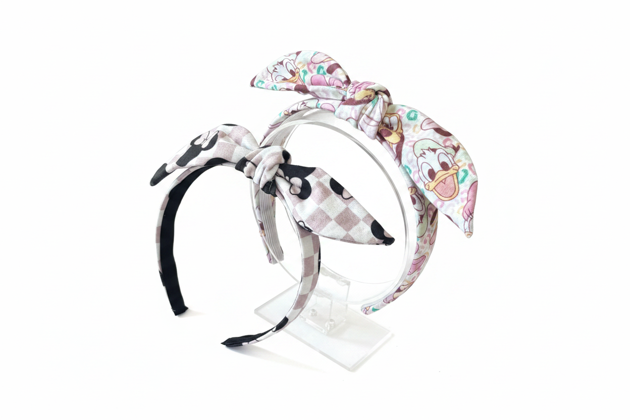 Checkered Minnie & Leopard Friends 2-Pack Bow Headband Bundle