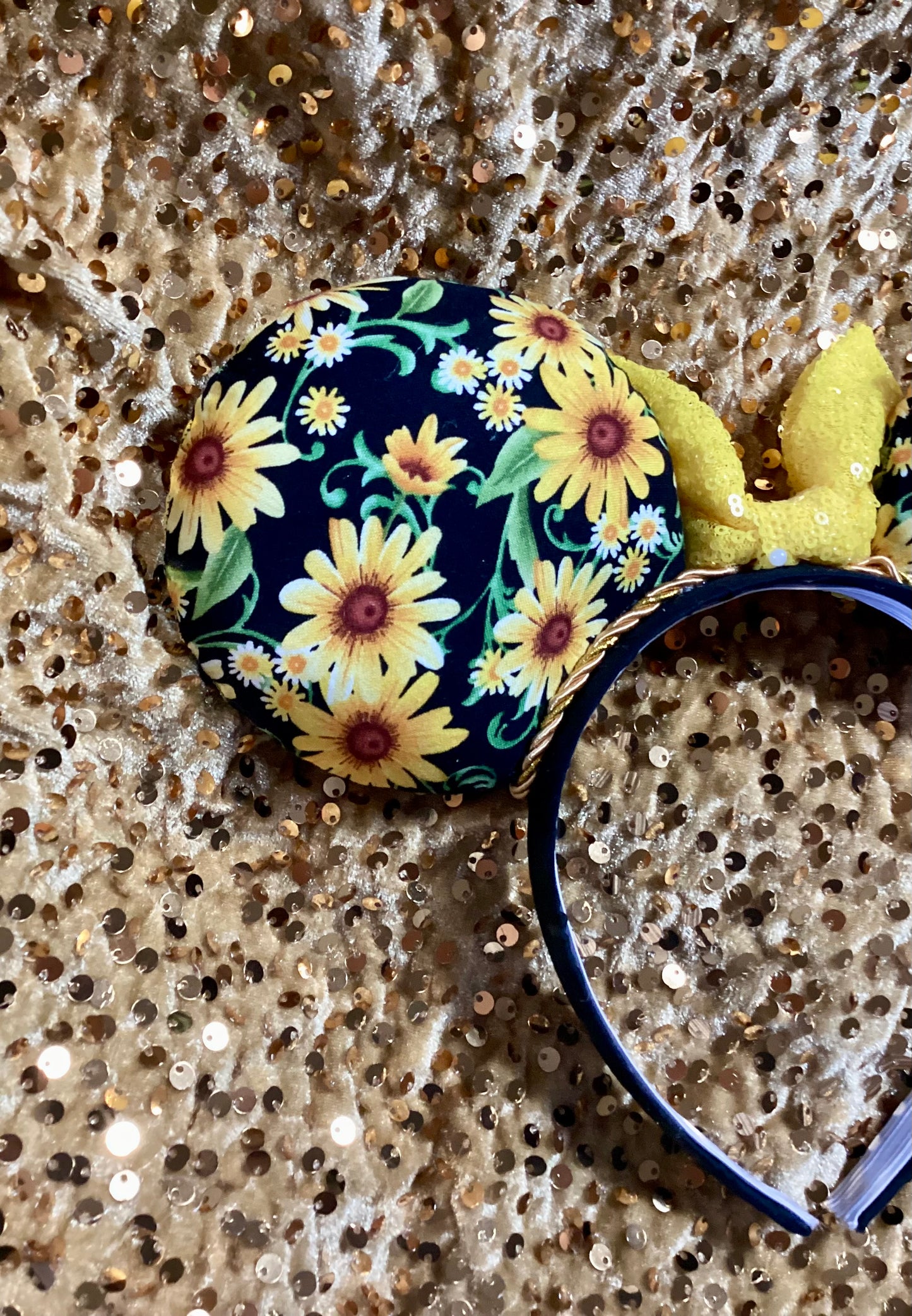 Yellow Flowers Mouse Ears - Floral Mickey Ears Headband