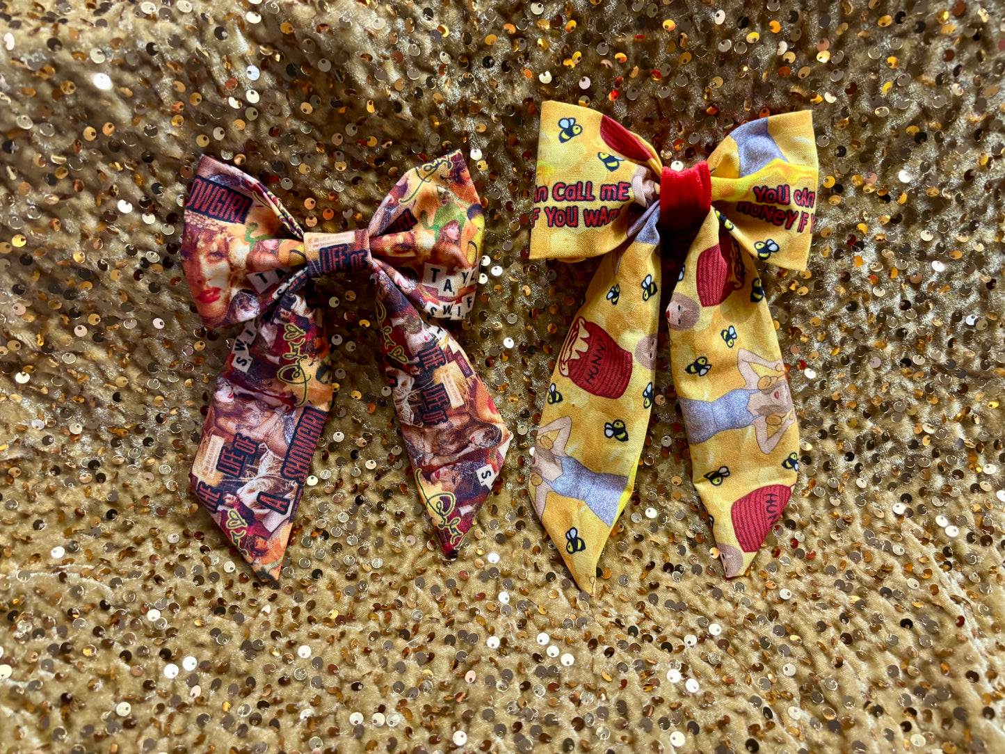 Showgirl Hair Bow Bundle | Orange & Green Taylor Swift Inspired | 2-Piece Handmade Set | Ready to Ship