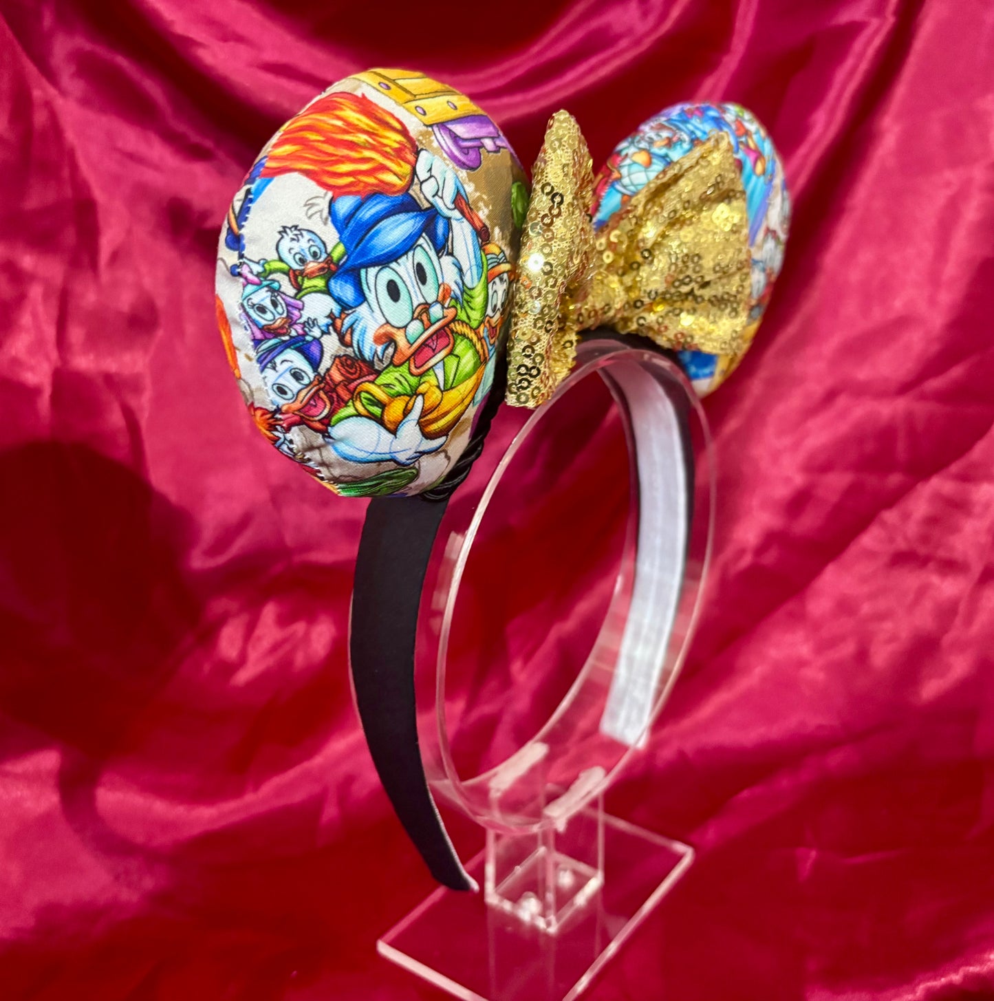 DuckTales Mouse Ears – Scrooge McDuck Inspired Handmade Disney Headband | Gold Sequin Bow
