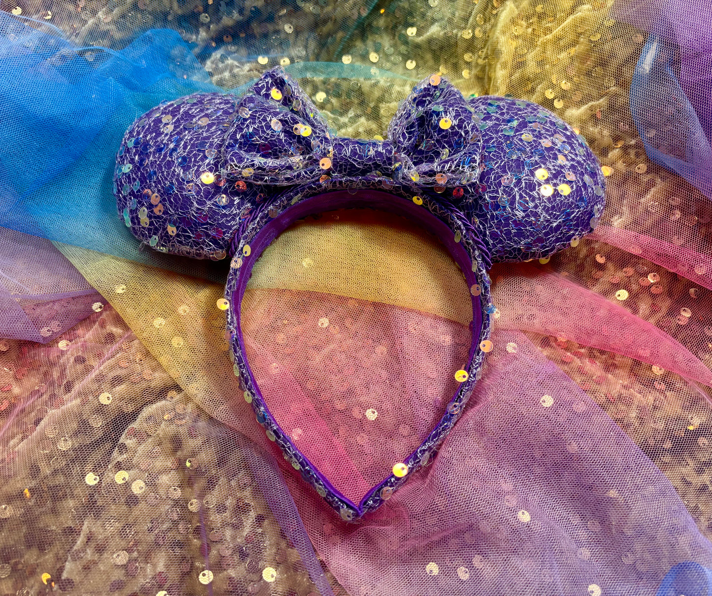 Purple Sequin Mouse Ears - Sparkle Mickey Ear Headband for Disney & Rapunzel