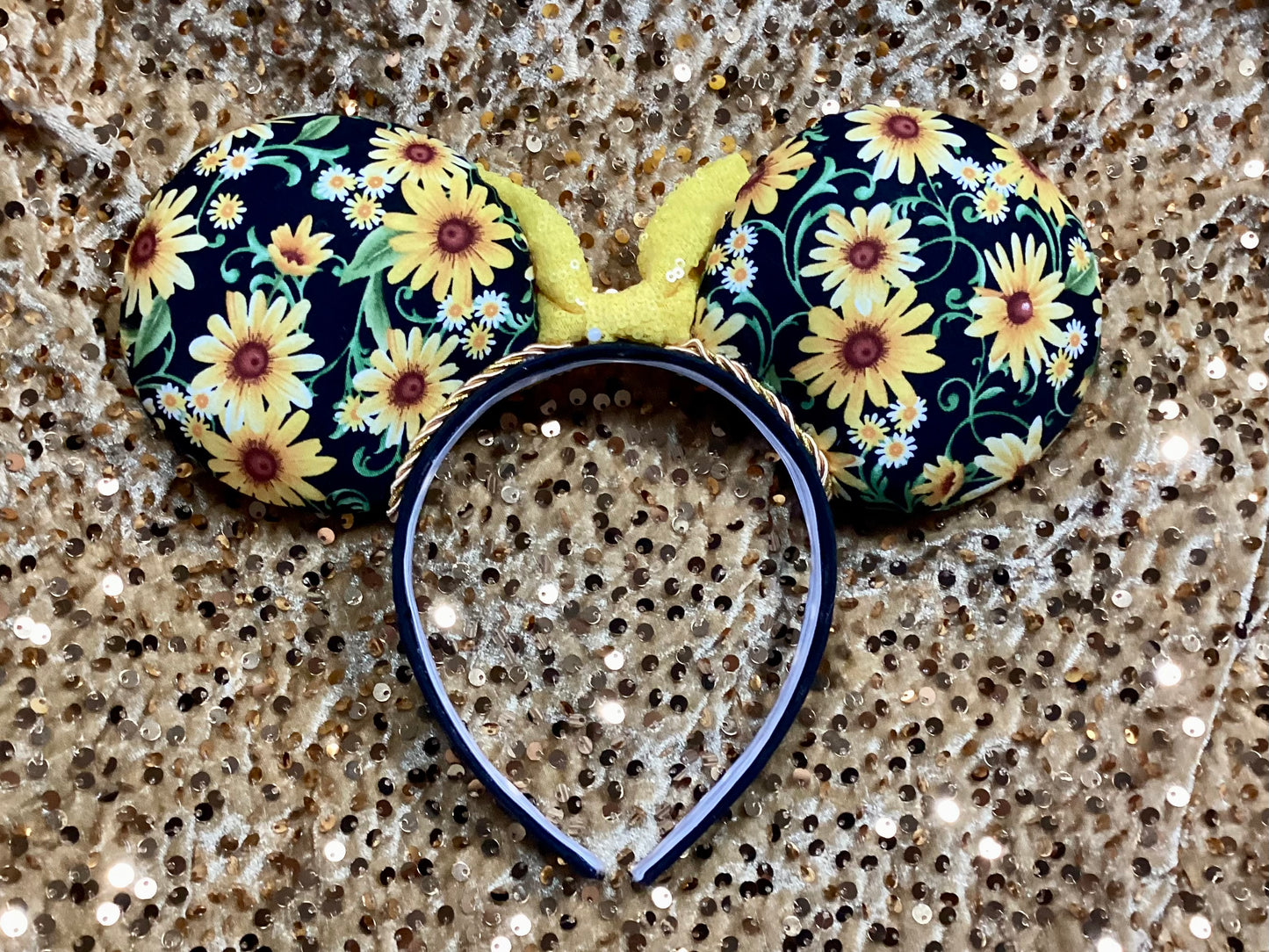 Yellow Flowers Mouse Ears - Floral Mickey Ears Headband