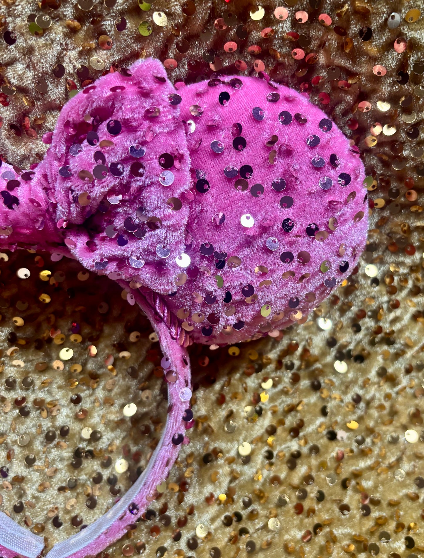 Pink Velvet Sequin Mouse Ears