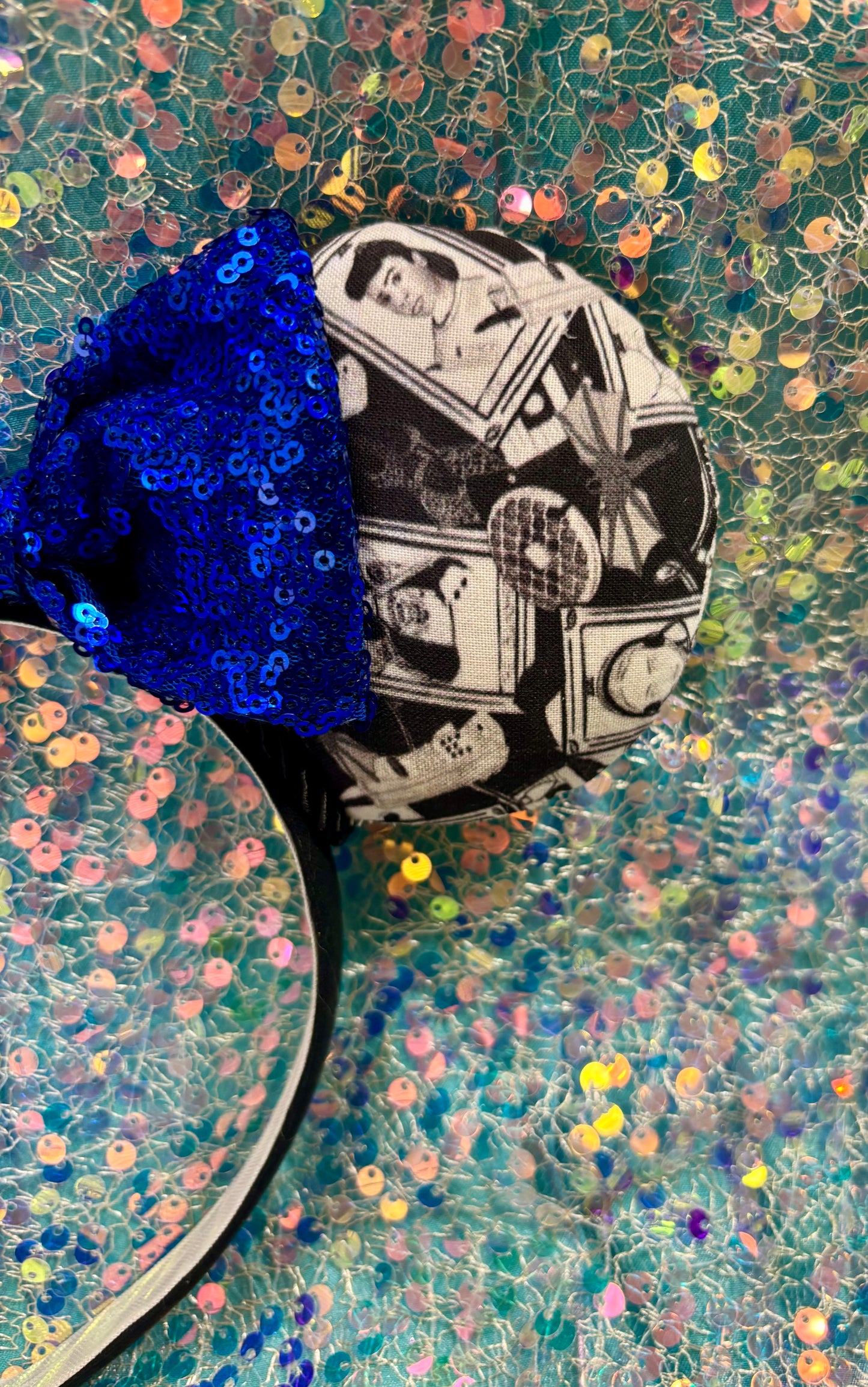 Stranger Things Mouse Ears Headband | Black & White Collage | Handmade Disney Ears | Ready to Ship