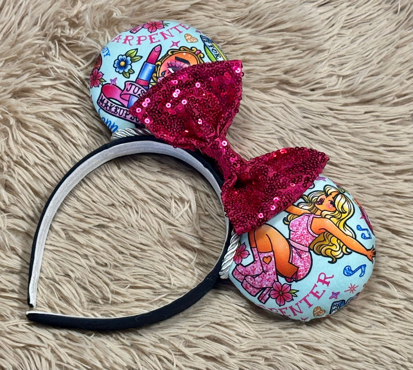 Short & Sweet Ears | Pink Collage Print Fan Headband