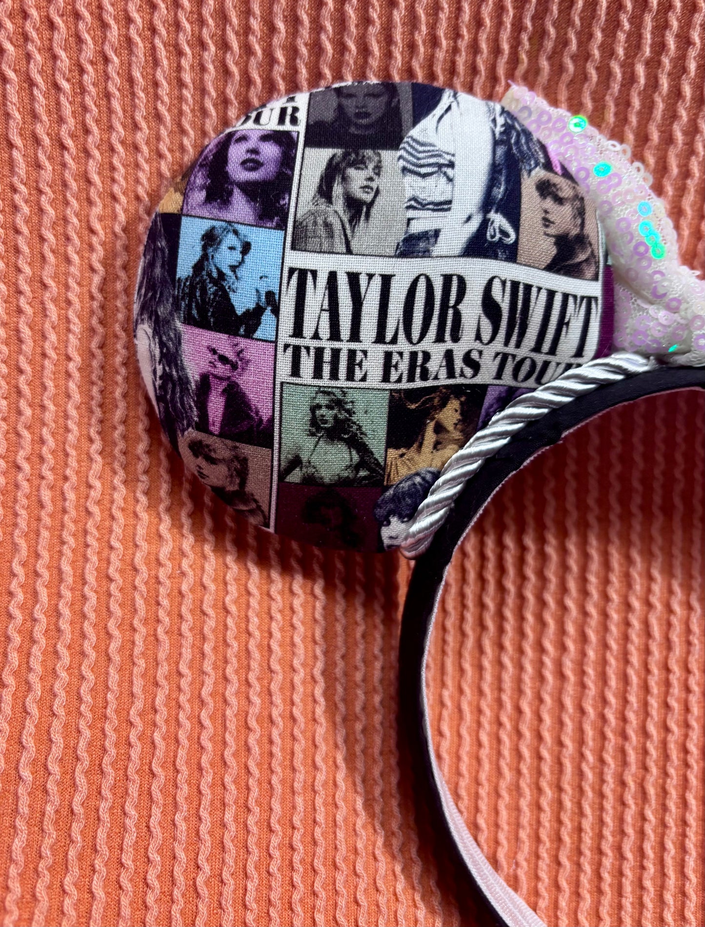The Eras Ears — Handmade Mouse Ear Headband | Eras-Inspired Collage Fabric