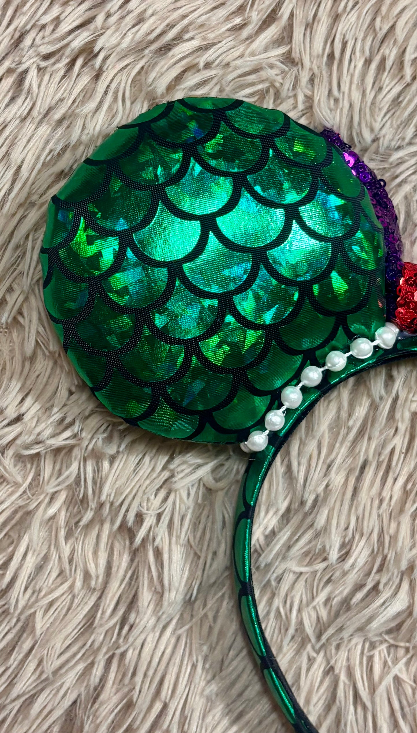 Mermaid Ear Headband | Handmade Sequin Bow Mouse Ears