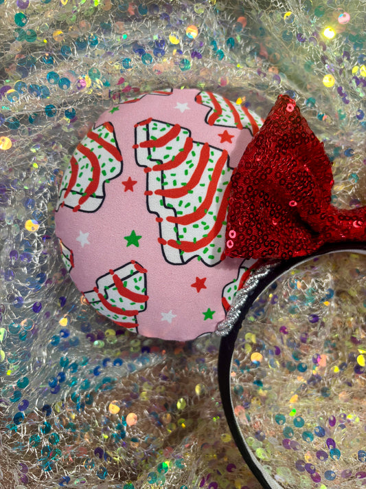 Christmas Tree Cakes Mouse Ears Headband - Handmade Holiday Ears